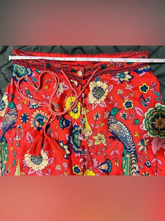 Mora Sz SML Red/Pink Floral Maxi Skirt with Bird - Picture 11 of 12